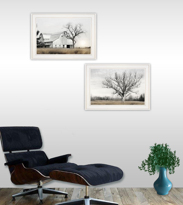 English Elm "ohio Fields" Lori Deiter Two Panel Pastoral Photography Art with White Frame B06787202