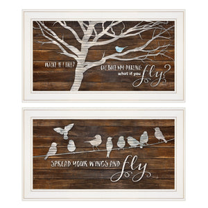 English Elm "spread Your Wings" Marla Rae Two Panel Wall Art Set with White Frames for Any Room B06787232