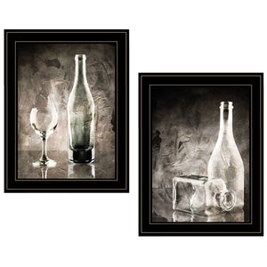 English Elm "moody" Gray Glassware Still Life 2-piece Framed Canvas Art for Living Room Walls B06787262