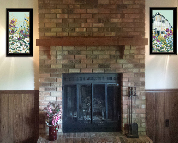 English Elm "floral Field" Michele Norman 2 Panel Botanical Wall Art Set with Black Wood Frame B06787267