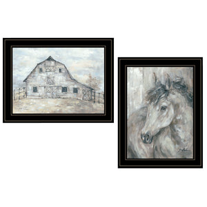 English Elm "true Spirit" Debi Coules 2 Panel Equestrian Framed Art Set for Gallery Walls B06787271