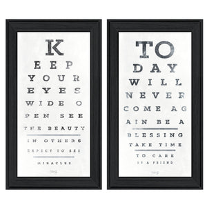 English Elm "eye Charts" Marla Rae 2 Piece Wall Art Set Matte Black Wood Framed Vintage Typography B06787273