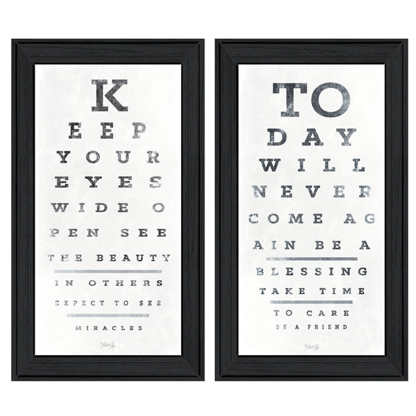 English Elm "eye Charts" Marla Rae 2 Piece Wall Art Set Matte Black Wood Framed Vintage Typography B06787273