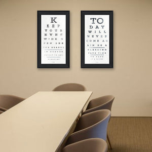 English Elm "eye Charts" Marla Rae 2 Piece Wall Art Set Matte Black Wood Framed Vintage Typography B06787273