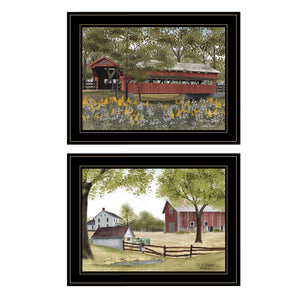 English Elm "the Spring House" Billy Jacob 2-panel Nature Art Black Wood Framed Wall Vignette B06787293