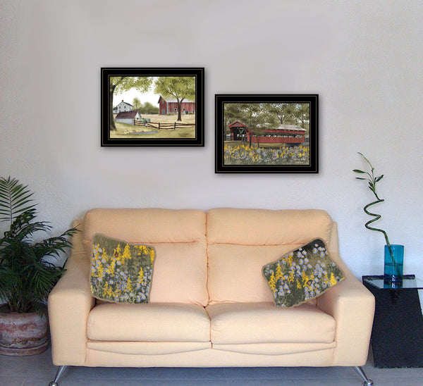 English Elm "the Spring House" Billy Jacob 2-panel Nature Art Black Wood Framed Wall Vignette B06787293