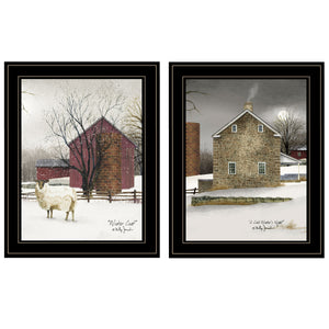 English Elm "cold Winter" Billy Jacobs 2-piece Framed Wall Art Set for Farmhouse or Modern Decor B06787295
