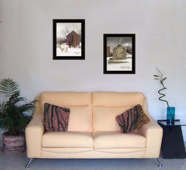 English Elm "cold Winter" Billy Jacobs 2-piece Framed Wall Art Set for Farmhouse or Modern Decor B06787295
