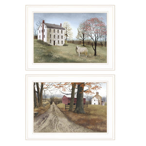 English Elm "the Road Home" Billy Jacobs 2-panel Farmhouse Wall Art Set with White Frame B06787296