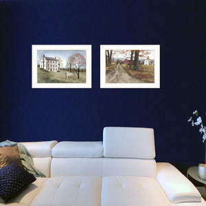 English Elm "the Road Home" Billy Jacobs 2-panel Farmhouse Wall Art Set with White Frame B06787296