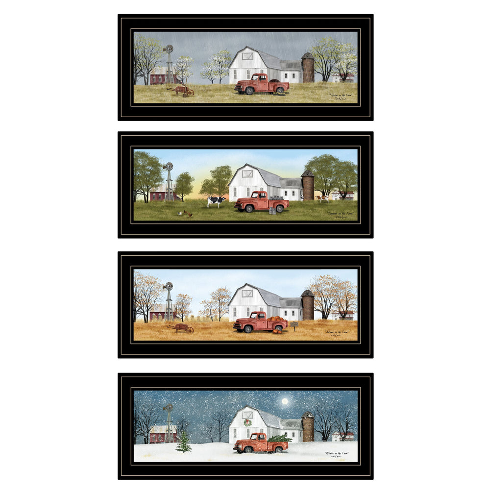 English Elm Trendy Decor 4u Billy Jacobs Four Seasons Framed Pastoral Art Set for Farmhouse Walls B06787304