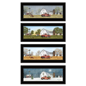 English Elm Trendy Decor 4u Billy Jacobs Four Seasons Framed Pastoral Art Set for Farmhouse Walls B06787304