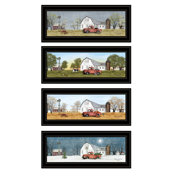 English Elm Trendy Decor 4u Billy Jacobs Four Seasons Framed Pastoral Art Set for Farmhouse Walls B06787304