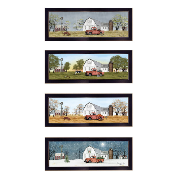 English Elm "billy Jacobs Four Seasons Framed Art Set Rustic Pastoral Prints for Gallery Walls B06787305