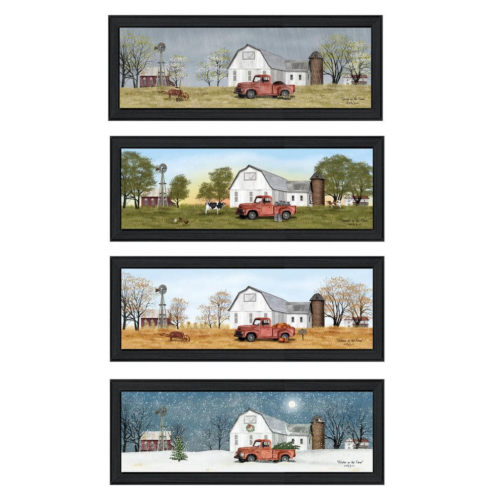 English Elm "billy Jacobs Pastoral Four Seasons Panel Art Set with Matte Black Wood Frames B06787307