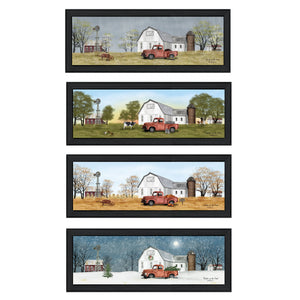 English Elm "billy Jacobs Pastoral Four Seasons Panel Art Set with Matte Black Wood Frames B06787307