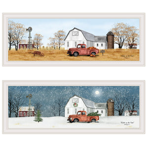 English Elm "billy Jacobs Autumn Winter Framed Vignette Set White Gallery Wall Art Pair B06787309