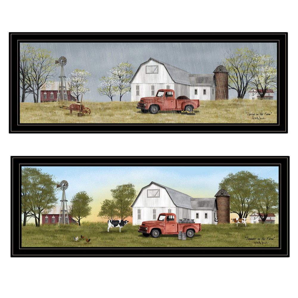 English Elm Trendy Decor 4u Billy Jacobs Two Piece Pastoral Farmhouse Framed Canvas Wall Art Set B06787312
