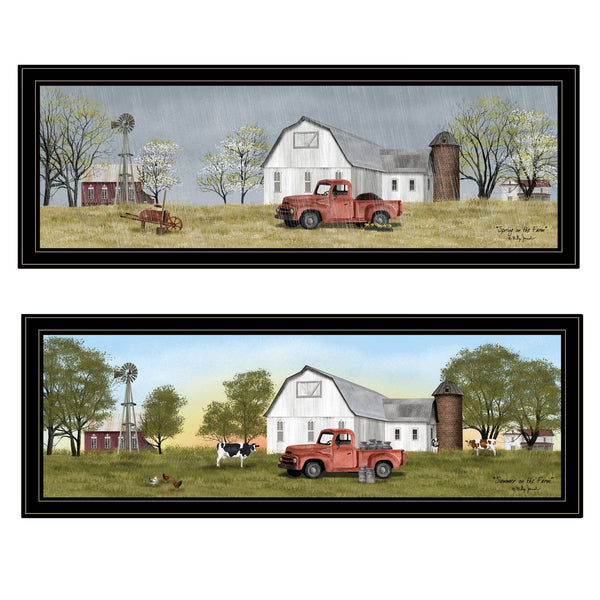 English Elm Trendy Decor 4u Billy Jacobs Two Piece Pastoral Farmhouse Framed Canvas Wall Art Set B06787312