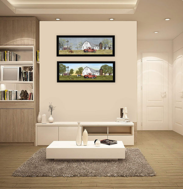 English Elm Trendy Decor 4u Billy Jacobs Two Piece Pastoral Farmhouse Framed Canvas Wall Art Set B06787312