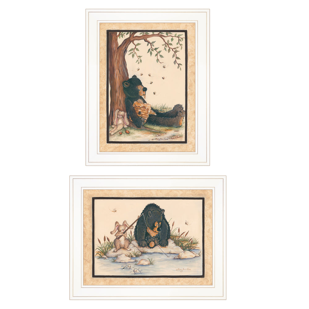 English Elm "gone Fishing" Mary June 2-piece Framed Wall Art Set for Lake House Decor B06787331