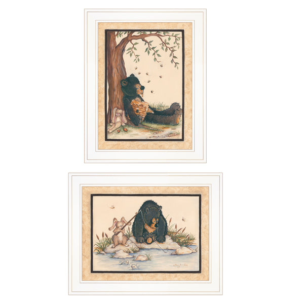 English Elm "gone Fishing" Mary June 2-piece Framed Wall Art Set for Lake House Decor B06787331