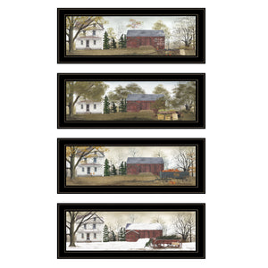 English Elm "season's Collection" Billy Jacobs 4-piece Folk Art Wall Vignette with Black Frames B06787340