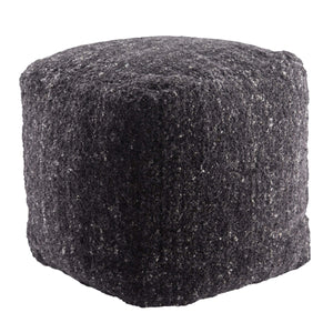Jaipur Living Jaipur Living Sherwood Handwoven Wool Cube Pouf for Bohemian Rooms Black POF100452