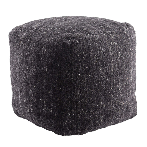 Jaipur Living Jaipur Living Sherwood Handwoven Wool Cube Pouf for Bohemian Rooms Black POF100452