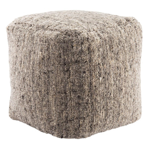 Jaipur Living Jaipur Living Sherwood Handwoven Wool Cube Pouf for Bohemian Rooms Gray POF100453