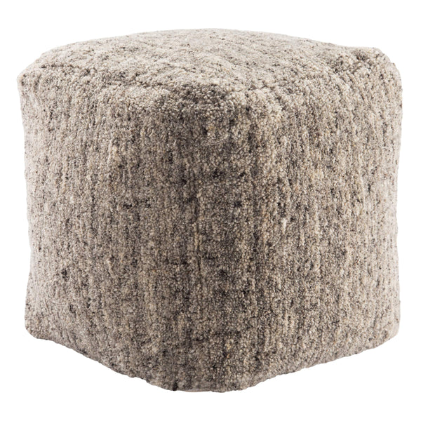 Jaipur Living Jaipur Living Sherwood Handwoven Wool Cube Pouf for Bohemian Rooms Gray POF100453