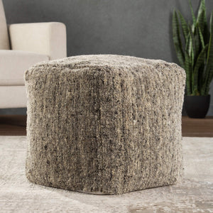 Jaipur Living Jaipur Living Sherwood Handwoven Wool Cube Pouf for Bohemian Rooms Gray POF100453