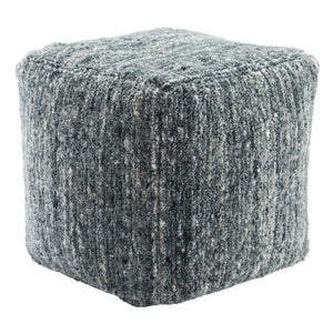 Jaipur Living Jaipur Living Sherwood Handwoven Wool Cube Pouf for Bohemian Rooms Light Blue POF100454