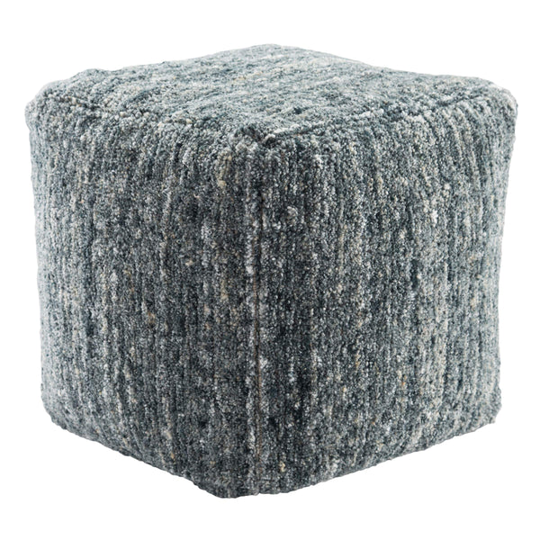 Jaipur Living Jaipur Living Sherwood Handwoven Wool Cube Pouf for Bohemian Rooms Light Blue POF100454