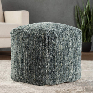 Jaipur Living Jaipur Living Sherwood Handwoven Wool Cube Pouf for Bohemian Rooms Light Blue POF100454