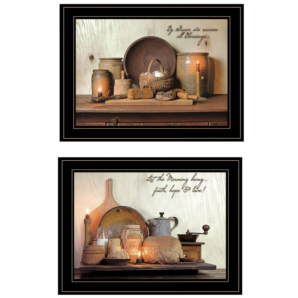 English Elm "by Grace" Susie Boyer 2-piece Framed Wall Art Set with Canvas Finish for Modern Decor B06788280