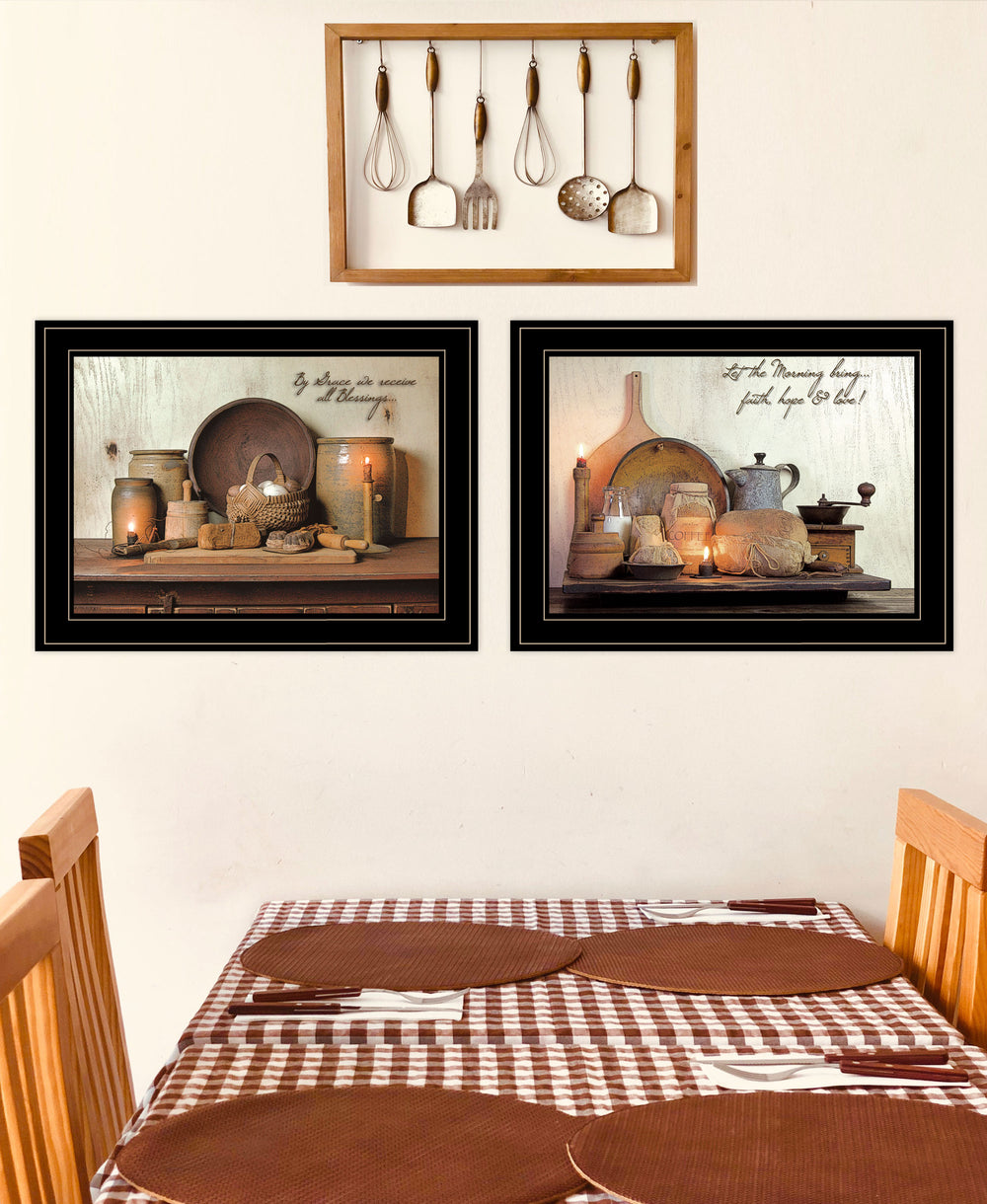 English Elm "by Grace" Susie Boyer 2-piece Framed Wall Art Set with Canvas Finish for Modern Decor B06788280