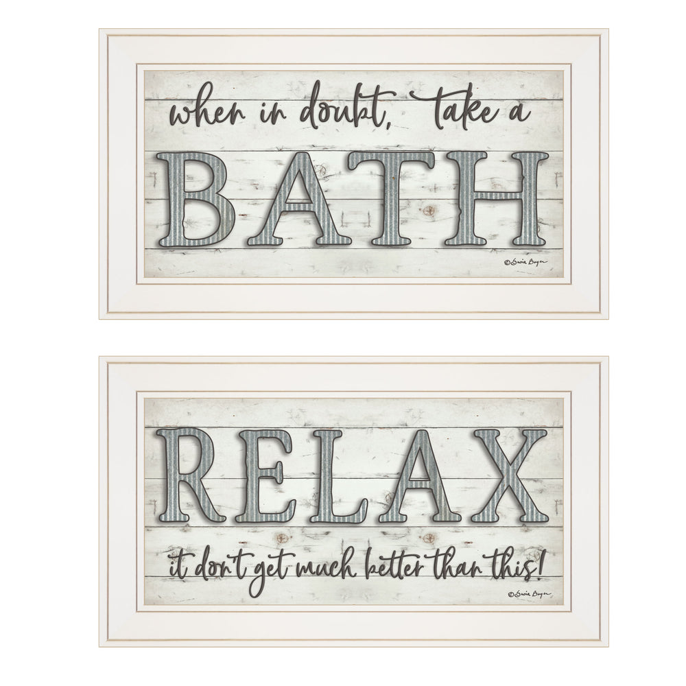 English Elm Trendy Decor 4u Bath Relax Farmhouse Script Framed Print Ready to Hang Wall Art B06788285
