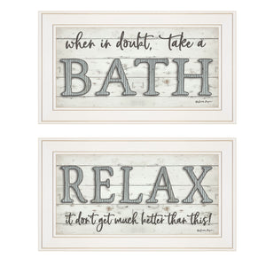 English Elm Trendy Decor 4u Bath Relax Farmhouse Script Framed Print Ready to Hang Wall Art B06788285