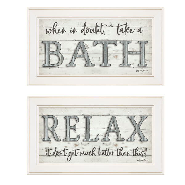 English Elm Trendy Decor 4u Bath Relax Farmhouse Script Framed Print Ready to Hang Wall Art B06788285