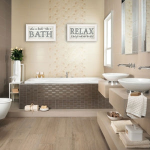 English Elm Trendy Decor 4u Bath Relax Farmhouse Script Framed Print Ready to Hang Wall Art B06788285