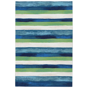 Trans Ocean Liora Manne Visions Ii Handmade Area Rug - Contemporary Painted Stripes For Indoor/Outdoor Use Blue Polyester Vcf23431303