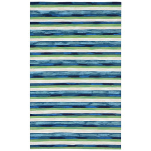 Trans Ocean Liora Manne Visions Ii Handmade Area Rug - Contemporary Painted Stripes For Indoor/Outdoor Use Blue Polyester Vcf46431303