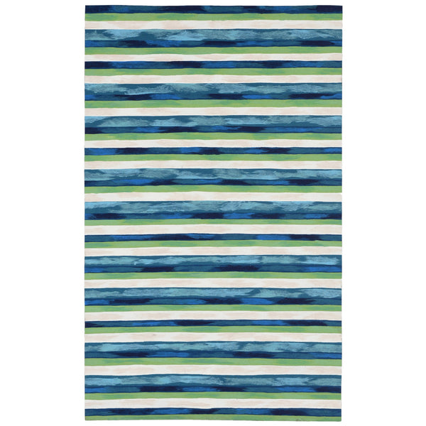 Trans Ocean Liora Manne Visions Ii Handmade Area Rug - Contemporary Painted Stripes For Indoor/Outdoor Use Blue Polyester Vcf46431303
