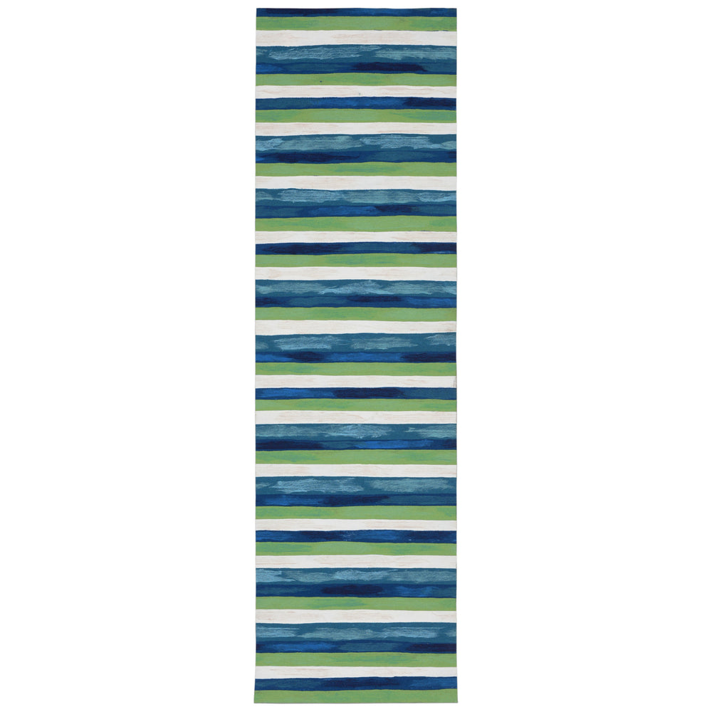 Trans Ocean Liora Manne Visions Ii Handmade Area Rug - Contemporary Painted Stripes For Indoor/Outdoor Use Blue Polyester Vcfr8431303