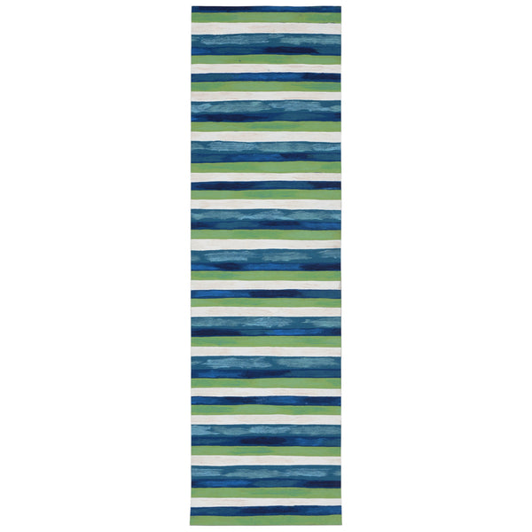 Trans Ocean Liora Manne Visions Ii Handmade Area Rug - Contemporary Painted Stripes For Indoor/Outdoor Use Blue Polyester Vcfr8431303