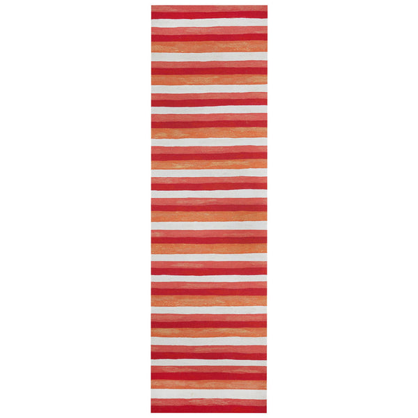 Trans Ocean Liora Manne Visions Ii Handmade Area Rug - Contemporary Painted Stripes For Indoor/Outdoor Use Red Polyester Vcfr8431324