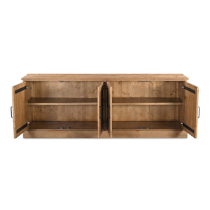 Moe's Home Tade Sideboard: Timeless Solid Pinewood Craftsmanship With Durable Design For Lasting Heritage Appeal Brown Solid Pinewood,Mdf Back Ve-1031-21