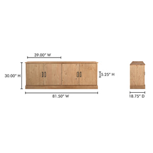 Moe's Home Tade Sideboard: Timeless Solid Pinewood Craftsmanship With Durable Design For Lasting Heritage Appeal Brown Solid Pinewood,Mdf Back Ve-1031-21