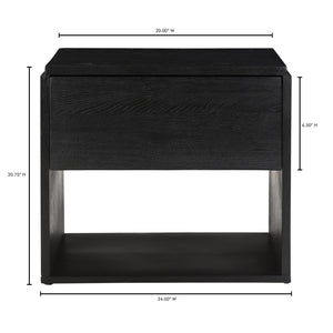 Moe's Home Quinton Nightstand: Contemporary Solid Oak Bedside Table With Spacious Drawer And Iron Base Black Solid Oak Top,Sides And Drawer Fronts,Iron Base Ve-1100-02